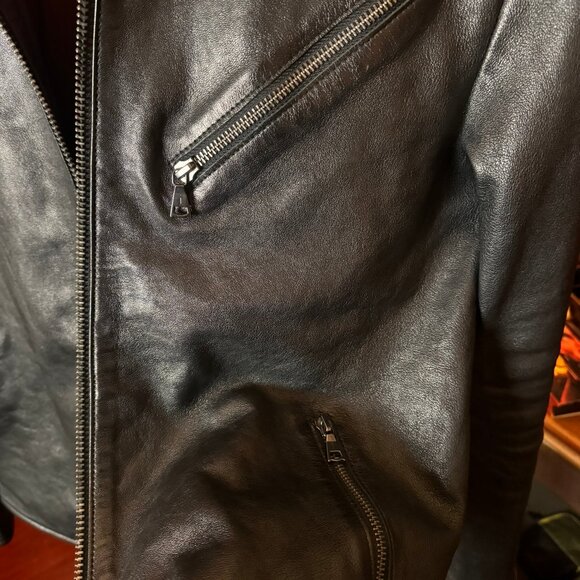 $1998 JOHN VARVATOS 2006-era Black Leather Jacket (size 48) - Picture 9 of 14